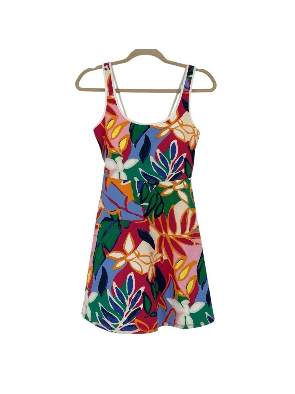 Bailey 44 Sport XS Multicolor Sport Leaf Print Cutout Back Shelf Bra Mini Dress